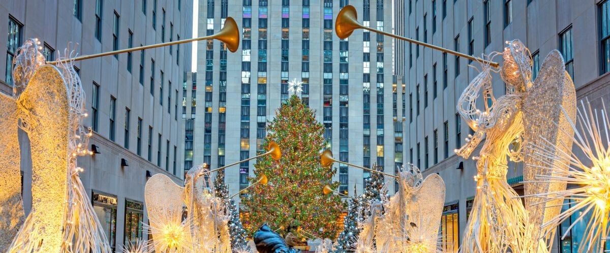 Famous Christmas Decoration with Angels and Christmas Tree, NYC