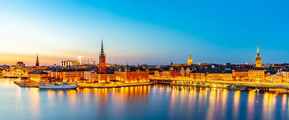 Sunset view of Gamla stan in Stockholm from Sodermalm island, Sw