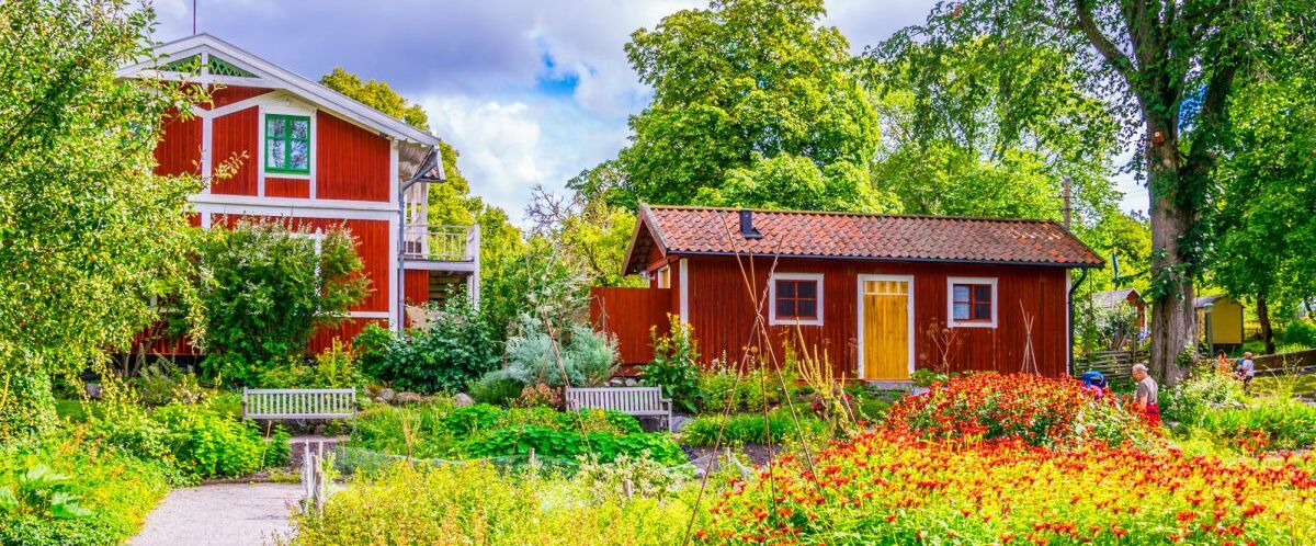 View of a cottage in the skansen museum in Stockholm.