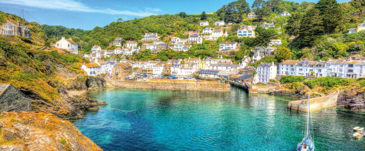Polperro harbour Cornwall England with clear blue and turquoise sea in vivid colour HDR like painting ; Shutterstock ID 166676726; purchase_order: Web und Folder; job: ; client: ; other: