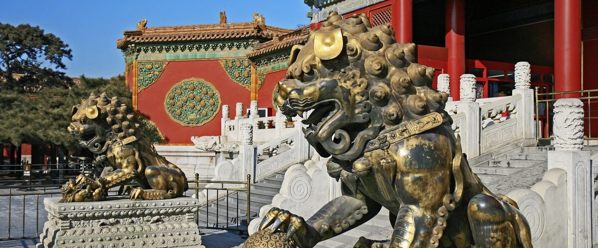Bronze Löwe in Peking