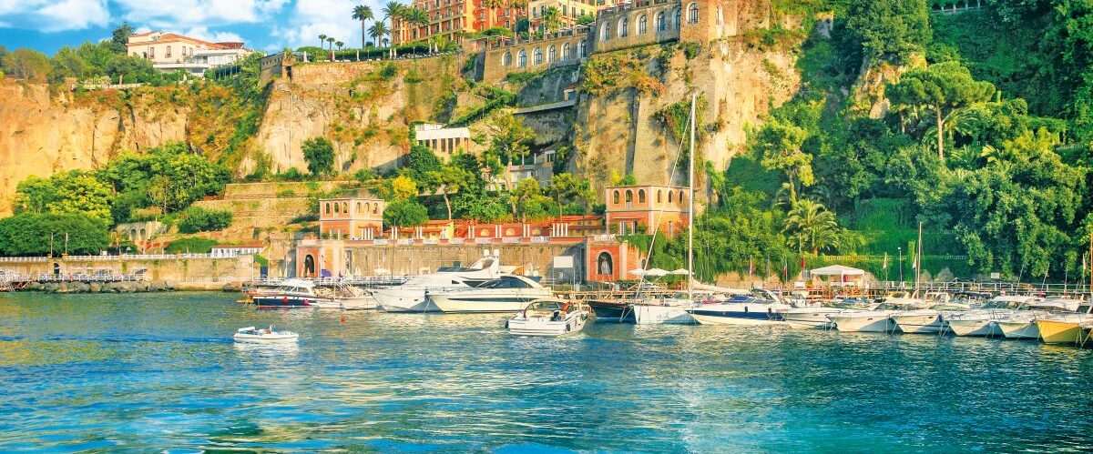 View of bay and port in Sorrento. Amalfi coast, Campania, Italy