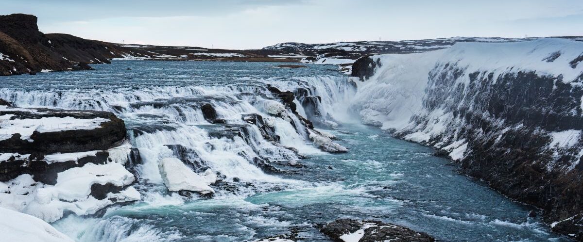 Beautiful,Gullfoss,Waterfall,Flowing,In,Hvita,River,Canyon,During,Winter