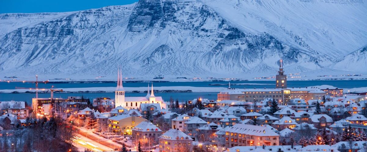 Reykjavik,,Capital,City,In,Iceland,In,Winter,At,Evening