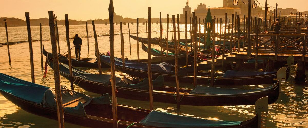 Grand Canal at sunset, Venice, Italy.