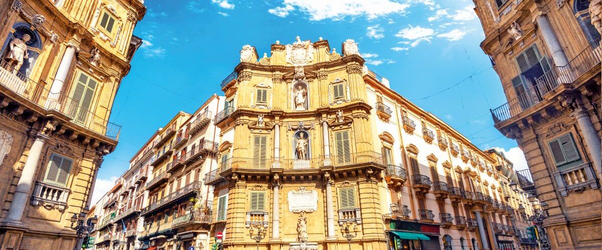 View of Quattro Canti (four corners) square in Palermo, Sicily,