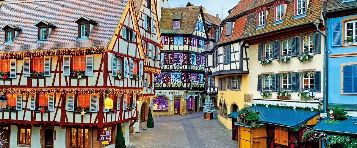 Traditional Alsatian half-timbered houses in old town of Colmar,Alsace, France