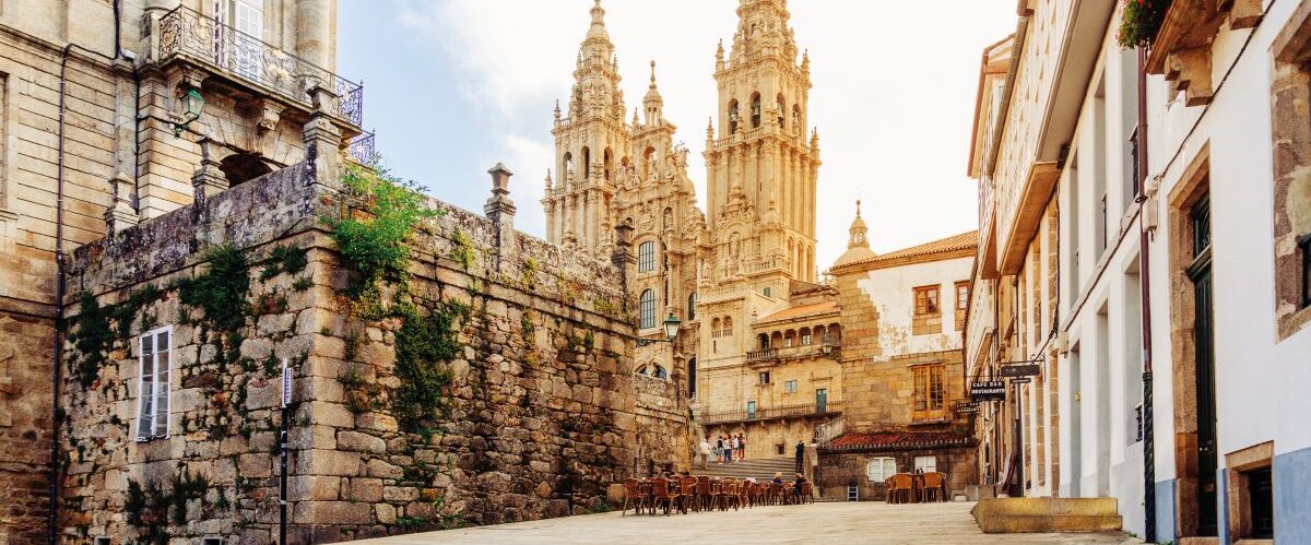 Santiago de Compostela, Cathedral at sunrise. Galicia, Spain