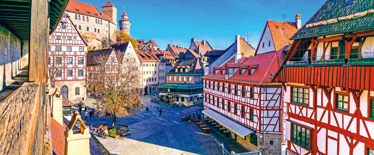 old town of medieval Nuremberg with traditional architecture, v