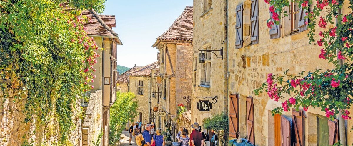 Saint-Cirq-Lapopie on Santiago de Compostela pilgrimage road, labelled as a Les Plus Beaux Villages de France or The Most Beautiful Villages of Franc