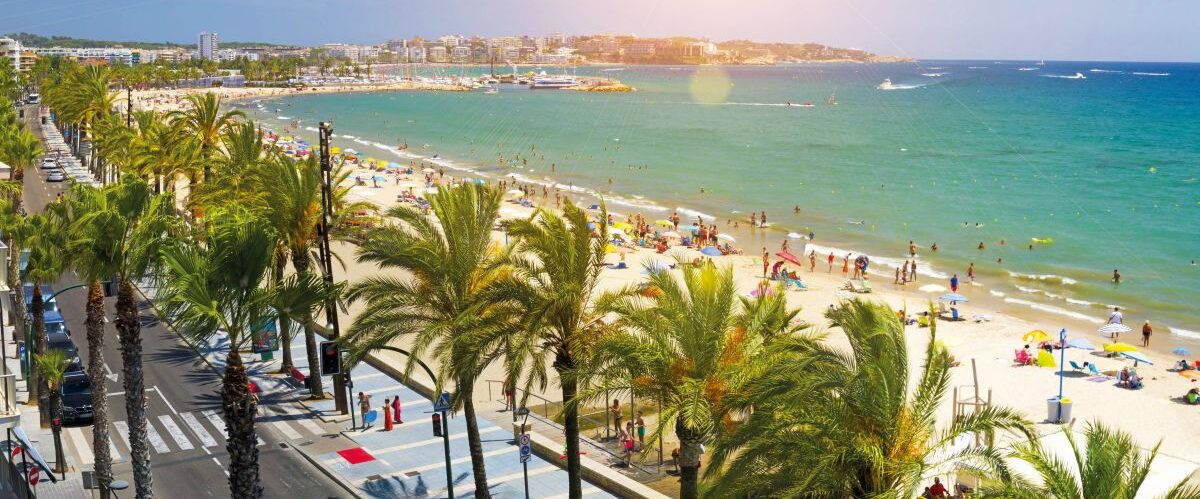 View of Salou Platja Llarga Beach in Spain during sunny day