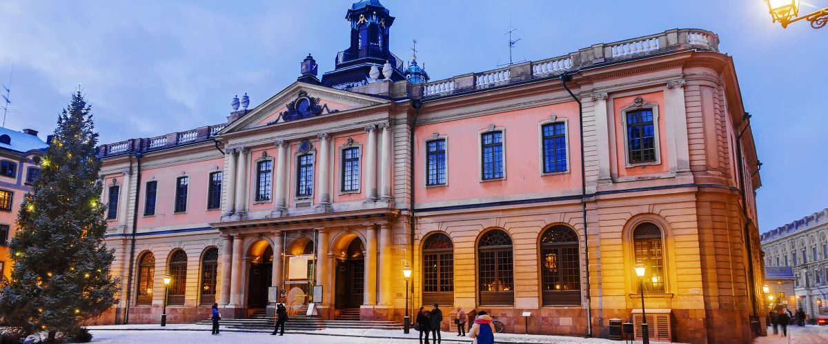 Christmas,In,Stockholm.,Nobel,Museum,In,Stockholm.,Sweden