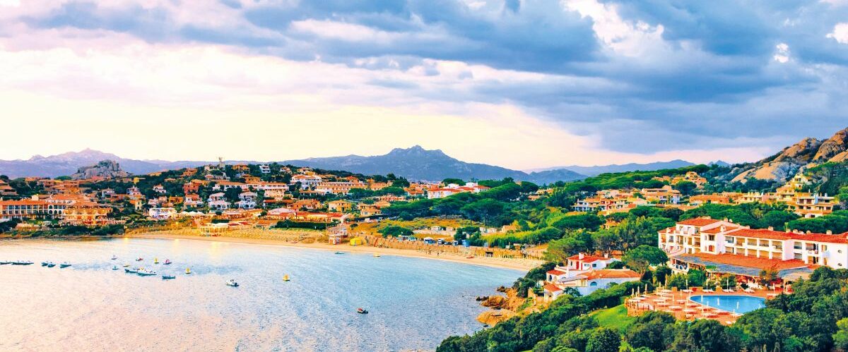 Landscape and Baja Sardinia luxury resort of Costa Smeralda reflex