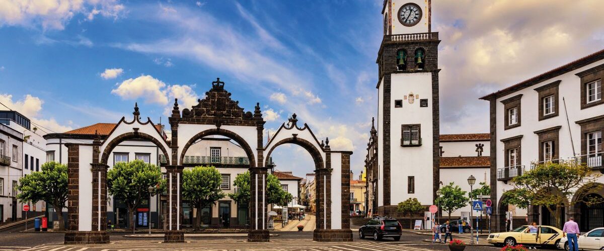 Portas da Cidade, the city symbol of Ponta Delgada in Sao Miguel